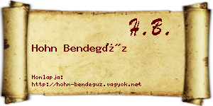 Hohn Bendegúz névjegykártya